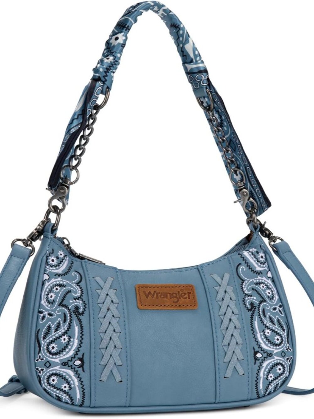Wrangler Shoulder Bag for Women Western Purse with Bandana Handle and Removable
